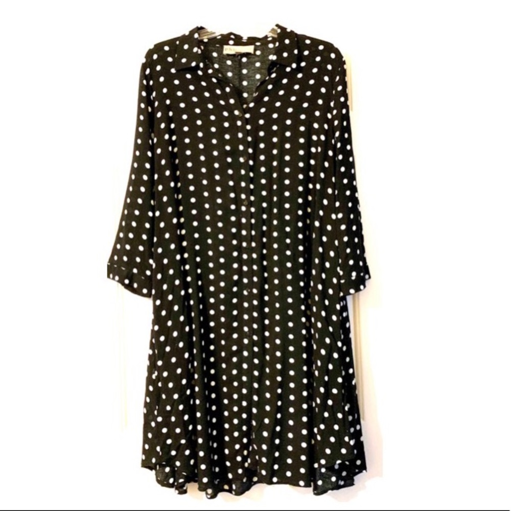 Women’s Philosophy Black & White Polka Dot Dress, Size:Petite XL